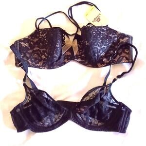 Set of Two (2) Balconette Bras - b.tempt'd & Agent Provocateur - 34B